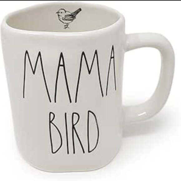 Rae Dunn Mama Bird Mug White Black Ceramic Coffee Art Limited Edition - Picture 7 of 7